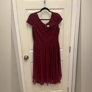 Burgundy Dress The Population Dress with Cap Sleeves - Large